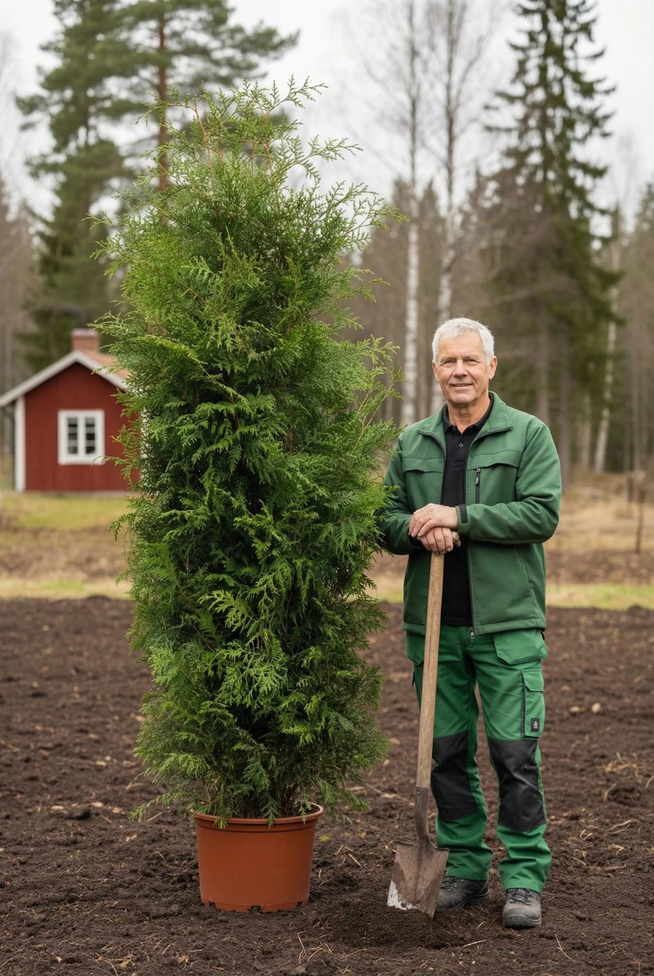 Thuja Brabant hæk Genius Pakke i potte 200-240cm - Giver øjeblikkelig afskærmning