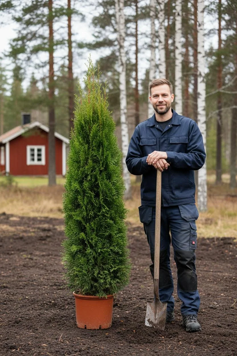 Thuja Smaragd hæk Genius Pakke i potte 160-200cm - Giver øjeblikkelig afskærmning